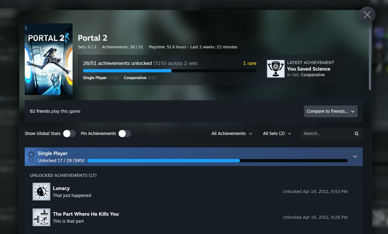 Steam Achievement Sets beta splits DLC from completion totals