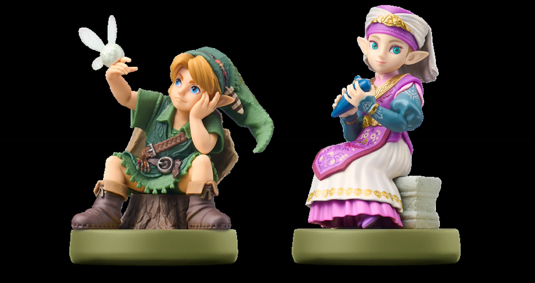 Young Link and Young Zelda amiibo figures for Ocarina of Time