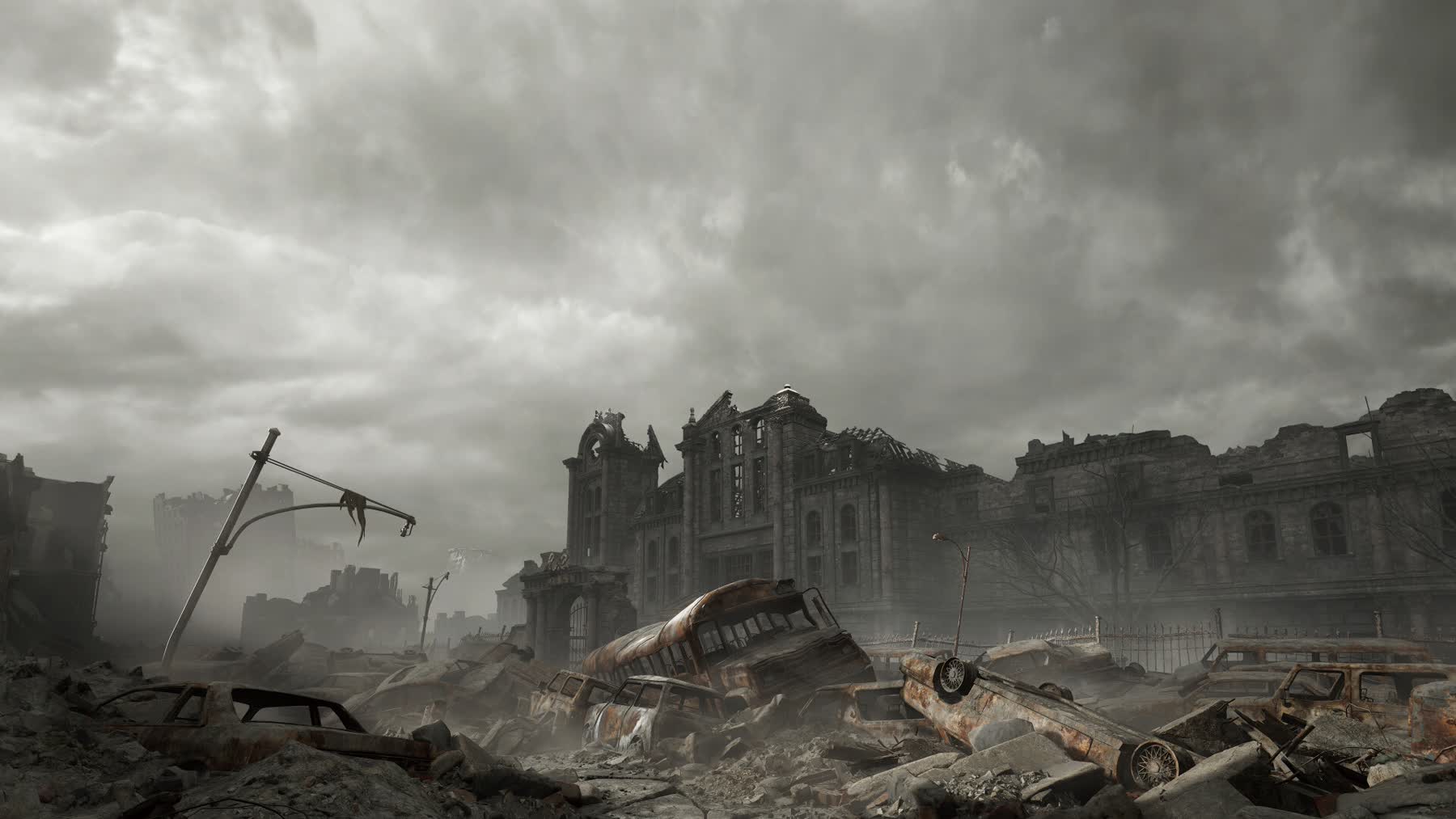 The ruined Raccoon City police station in Resident Evil Requiem