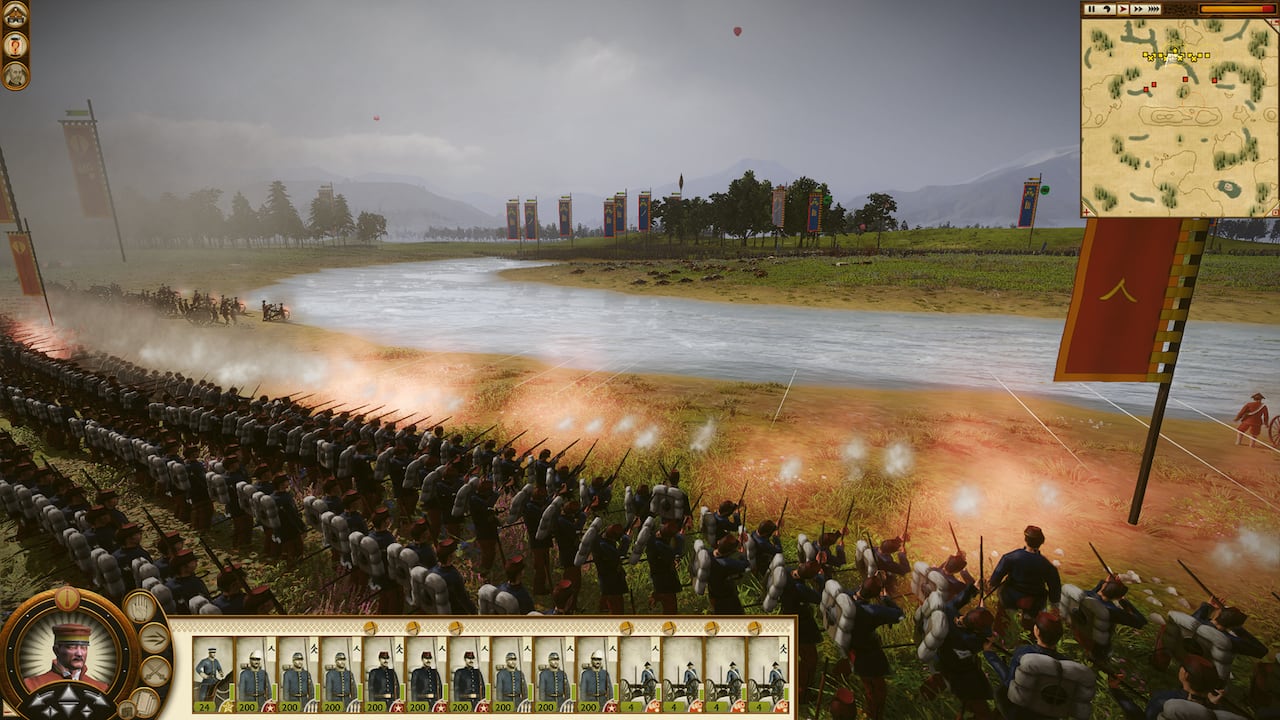 Infantry firing across a river in Total War: Shogun 2 Complete Edition