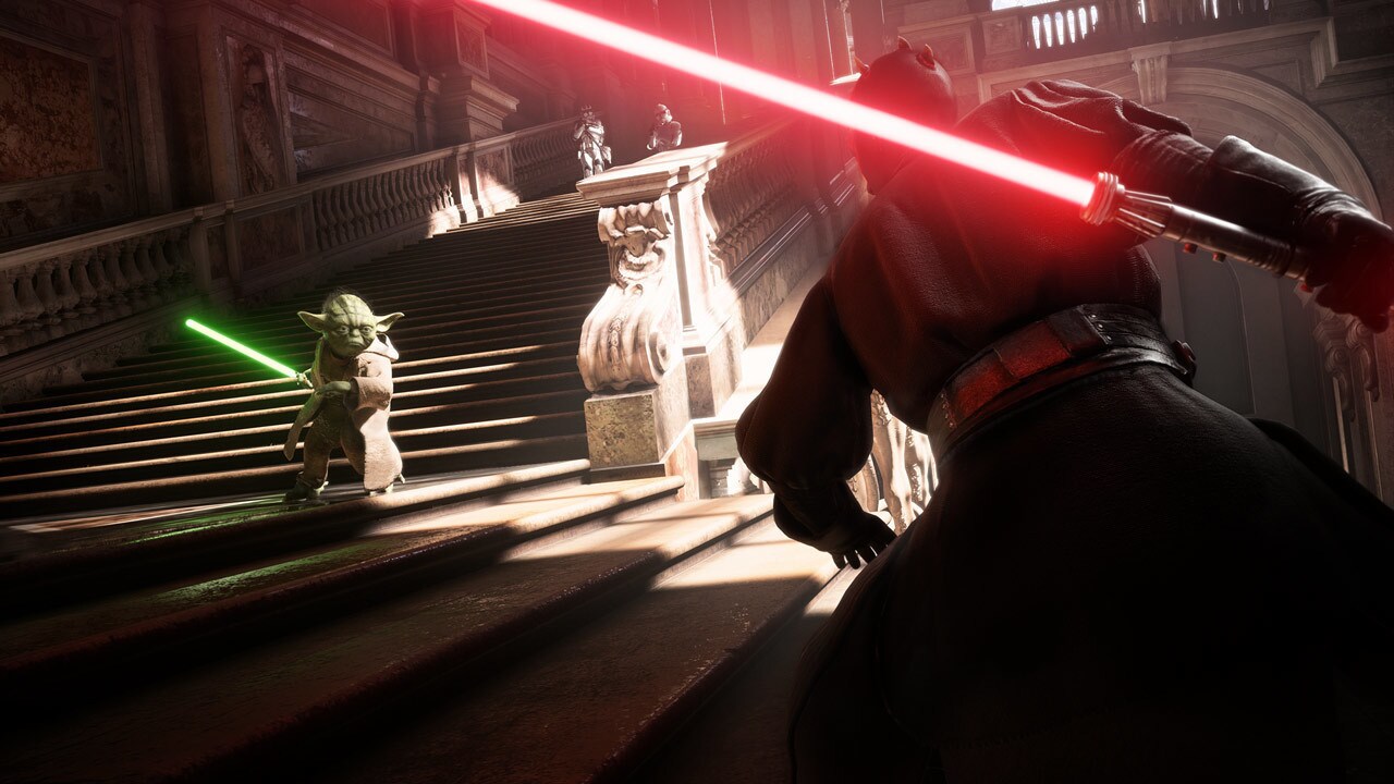 Yoda faces Darth Maul in Star Wars Battlefront II